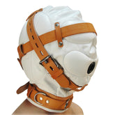 Total Sensory Deprivation White Leather Hood - Medium-Large
